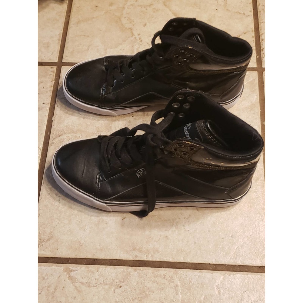 Pastry Sire- Premium Black Leather Sneakers Sz 8 - Picture 3 of 6